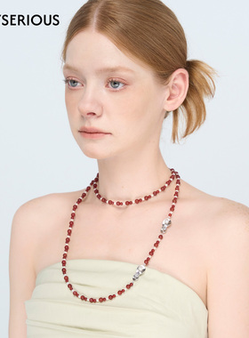 Blingkolio 2025夏季新款红玛瑙线条长款项链女小众设计感配饰