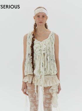 ASSIGNMENTS 2025春夏新款花边流苏上衣波嬉风吊带背心女