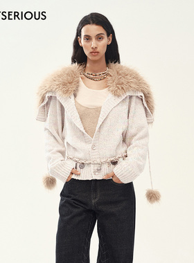 【明星同款】Medium Well 2025秋季新款毛领羊毛针织开衫气质外套