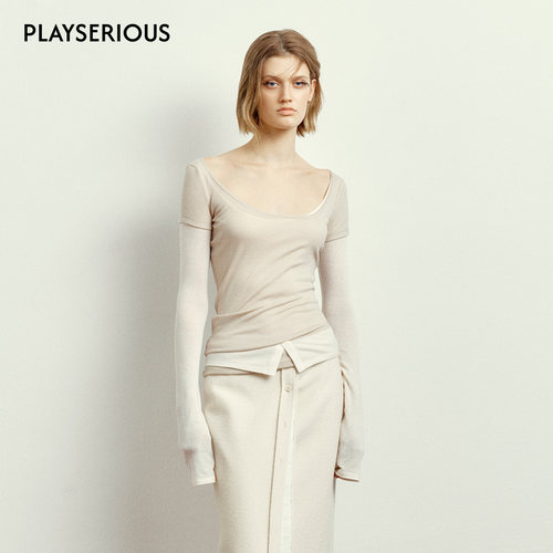 【欧阳娜娜同款】UN MORCEAU 2025秋季新款下摆细节双层羊毛上衣