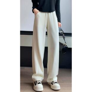 香蕉运动厚棉裤窄版阔腿镰刀裤子直筒高腰显瘦2023新款春秋流行秋