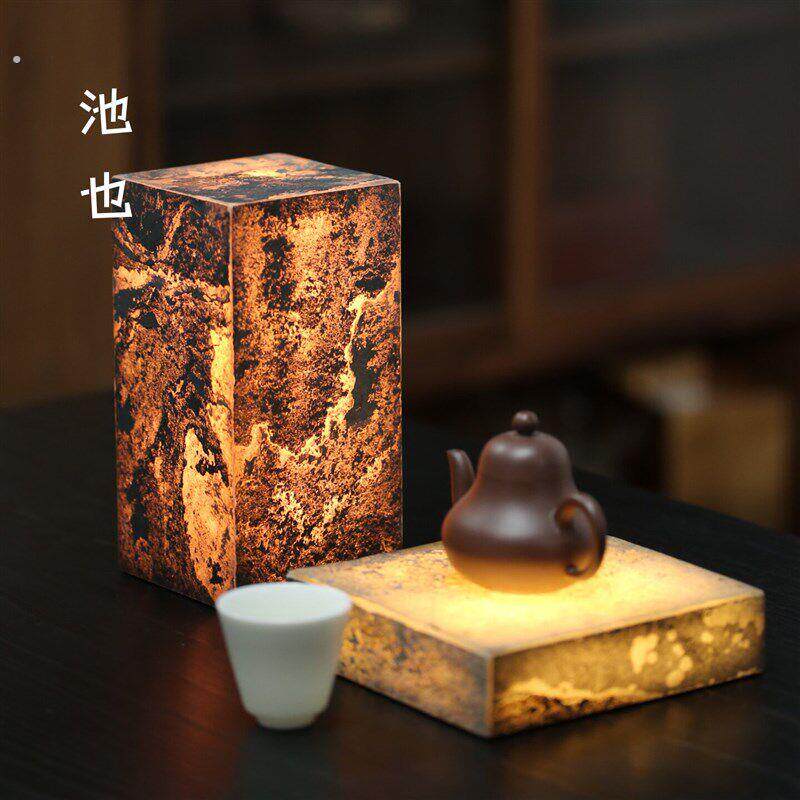 池也发光岩石四方长盘干泡盘小茶台高档家用托盘中式壶承功夫茶具
