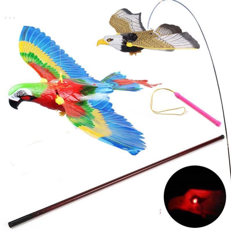 小鸟玩具翅膀会动电动 吊线鹦鹉会叫玩具 仿真提线能飞鸟老鹰玩具