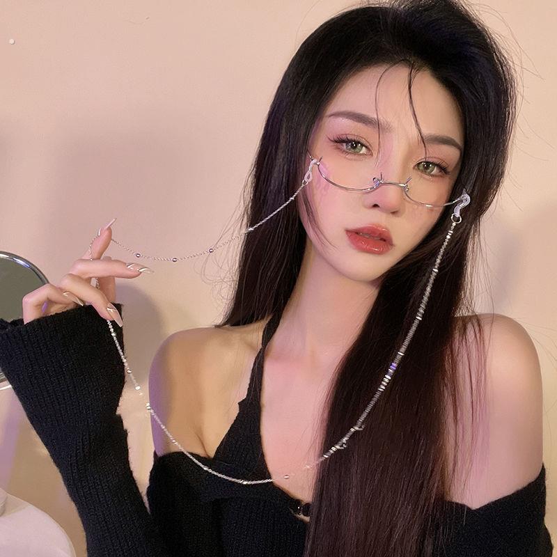 网红下半框眼镜女装饰镜架无镜片眼睛御姐纯欲直播主播秘书眼镜框