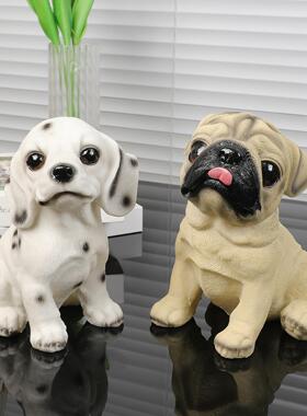 可爱树脂狗犬摆件篮子收纳摆件外贸家居贵宾斗牛装饰品
