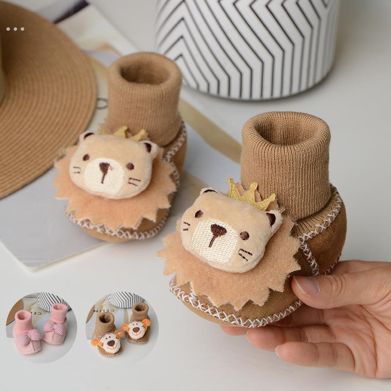 冬季加绒新生婴儿鞋子0-6-12个月婴儿鞋袜一体加厚软底宝宝步前鞋