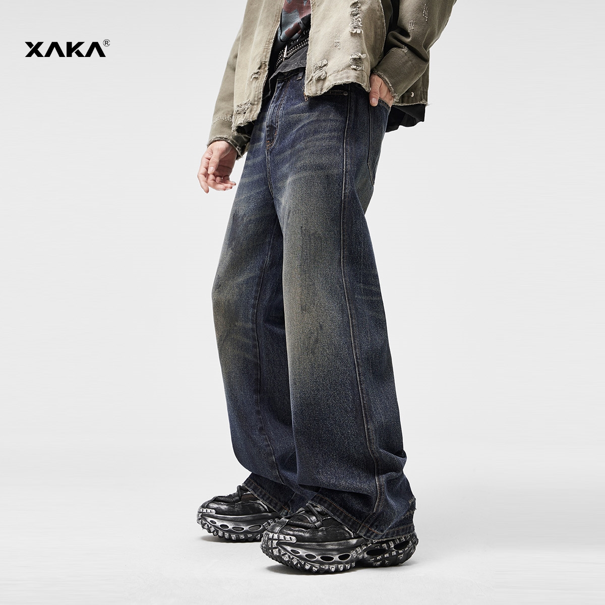 XAKA拉链牛仔裤水洗秋季青春流行