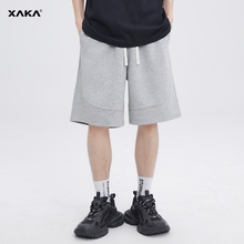 休闲白花灰色短裤 新款 薄款 运动五分卫裤 XAKA美式 百搭情侣款 男夏季