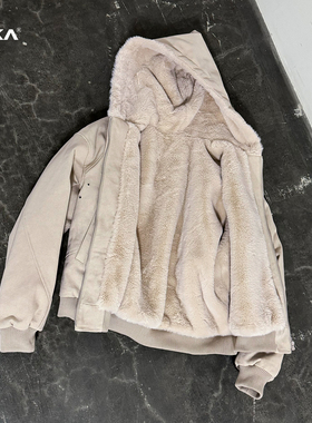 XAKA加绒加厚全毛座山雕棉服外套男美式水洗短款连帽cleanfit夹克