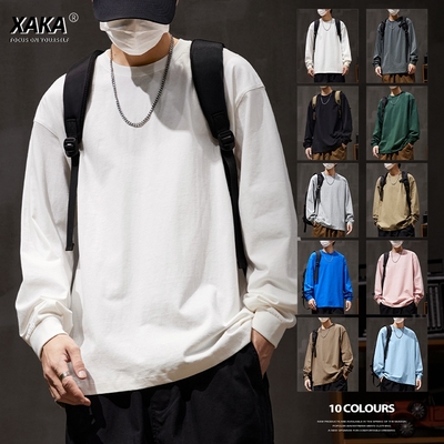 XAKA纯棉重磅长袖t恤男美式休闲