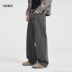 新款 烟灰色牛仔裤 cleanfit大码 XAKA2024秋季 垂感拖地直筒阔腿长裤
