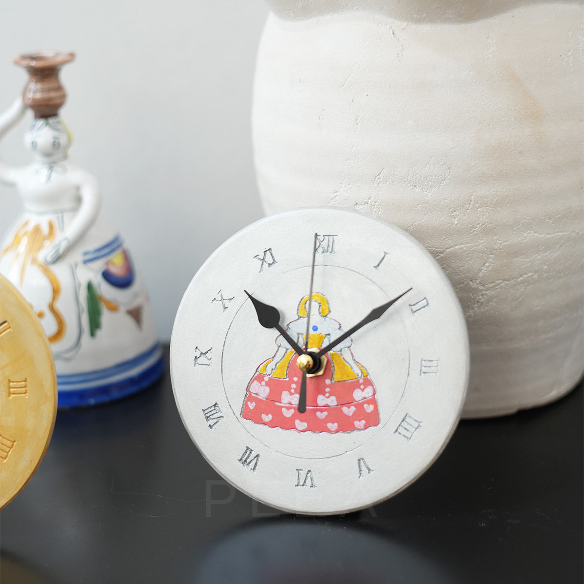欧式西班牙巴洛克女郎罗马轻奢复古典陶瓷座钟装饰台钟摆件挂钟