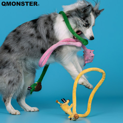 QMONSTER长长动物狗狗玩具发声长颈毛绒狗玩具陪伴用解闷消耗体力