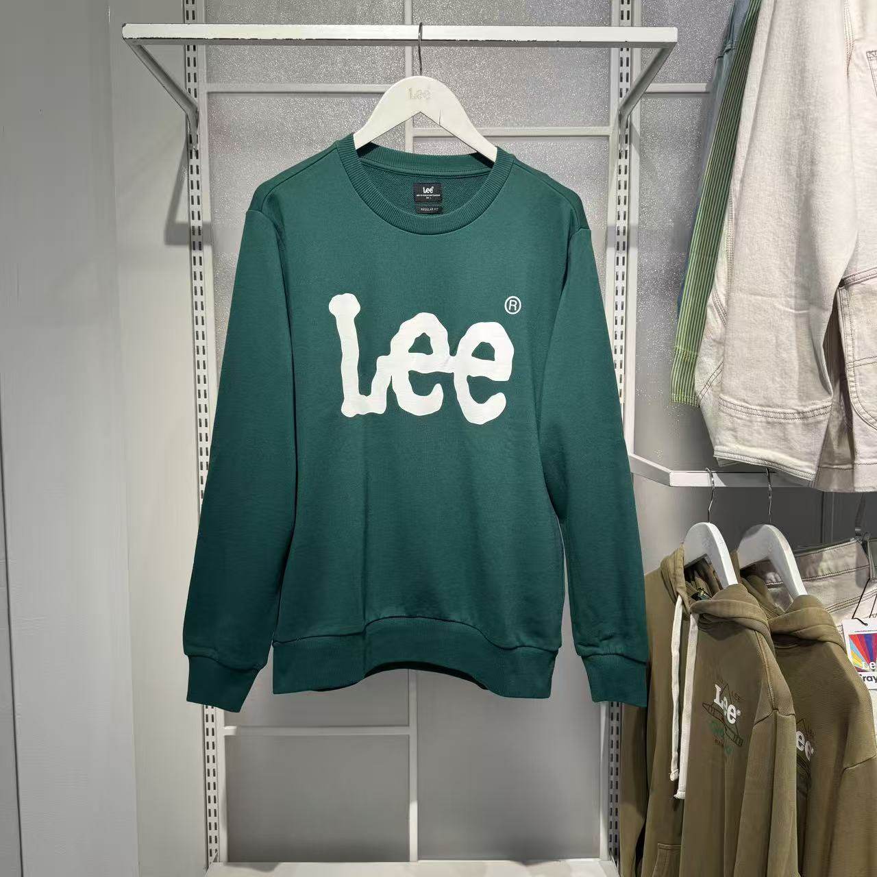lee专柜正品男士春秋宽松圆领绿色卫衣LMT006571201764-A03031