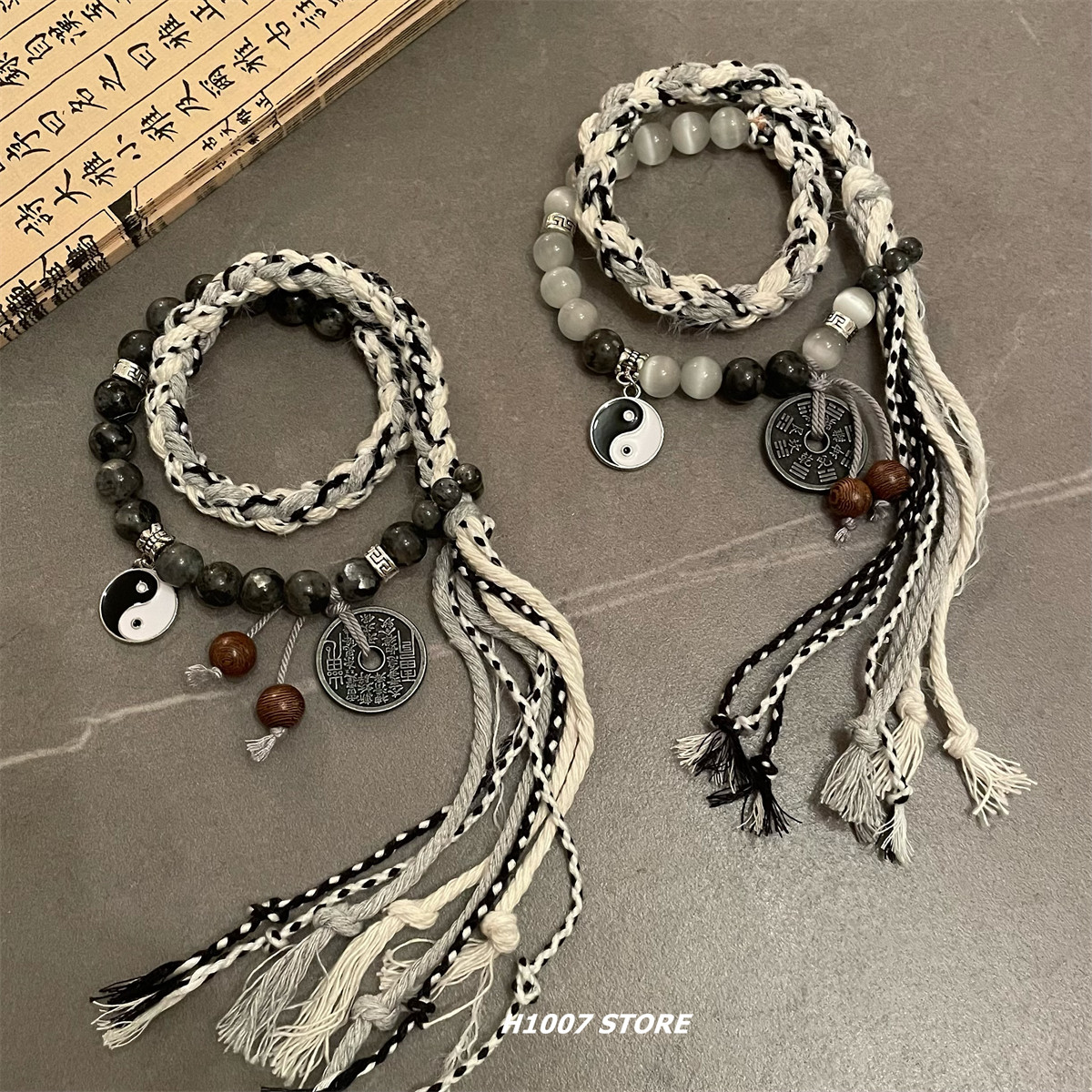 手作双生太极山鬼花钱手绳男手链