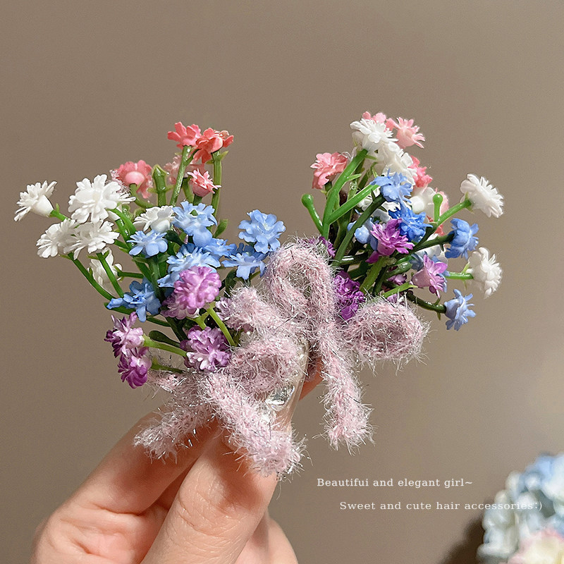 儿童彩色满天星花朵发夹刘亦菲同款超仙花束发卡女童森系夹子头饰