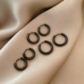 简约ins风钛钢黑色耳环耳圈2025年新款 潮耳饰小众设计高级耳钉女