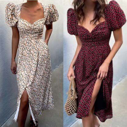 summer women split dresses Europe dinner party ladies skirt