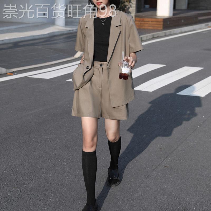 潮牌高级感西装短裤套装女夏季薄款西服外套休闲通勤职业装两件套图片