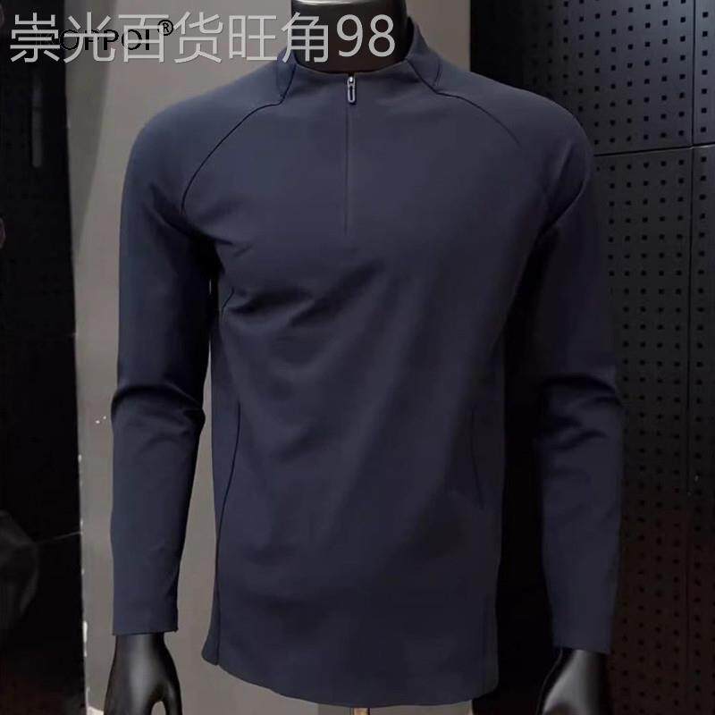 高端户外机能速干半拉链长袖t恤男款春季宽肩显壮运动卫衣骑行服