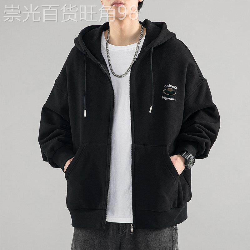 重磅连帽运动衫外套男春秋季2026新款宽松休闲上衣男生潮流情侣衣