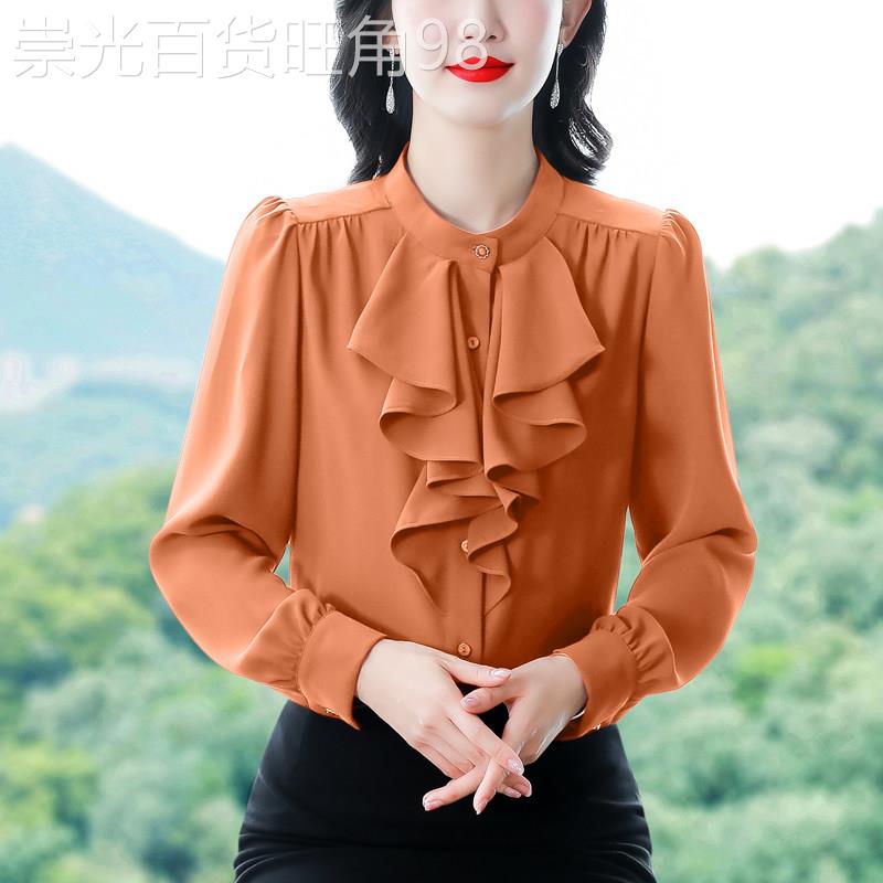 法式荷叶边雪纺衬衫女春季2025年新款宫廷风气质衬衣漂亮别致小衫