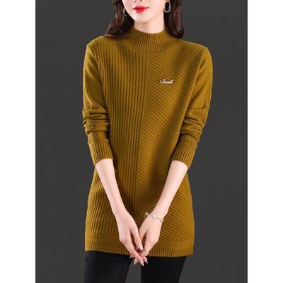 韩国中长款毛衣女半高领加厚遮屁股2025新款秋冬季内搭宽松羊毛打