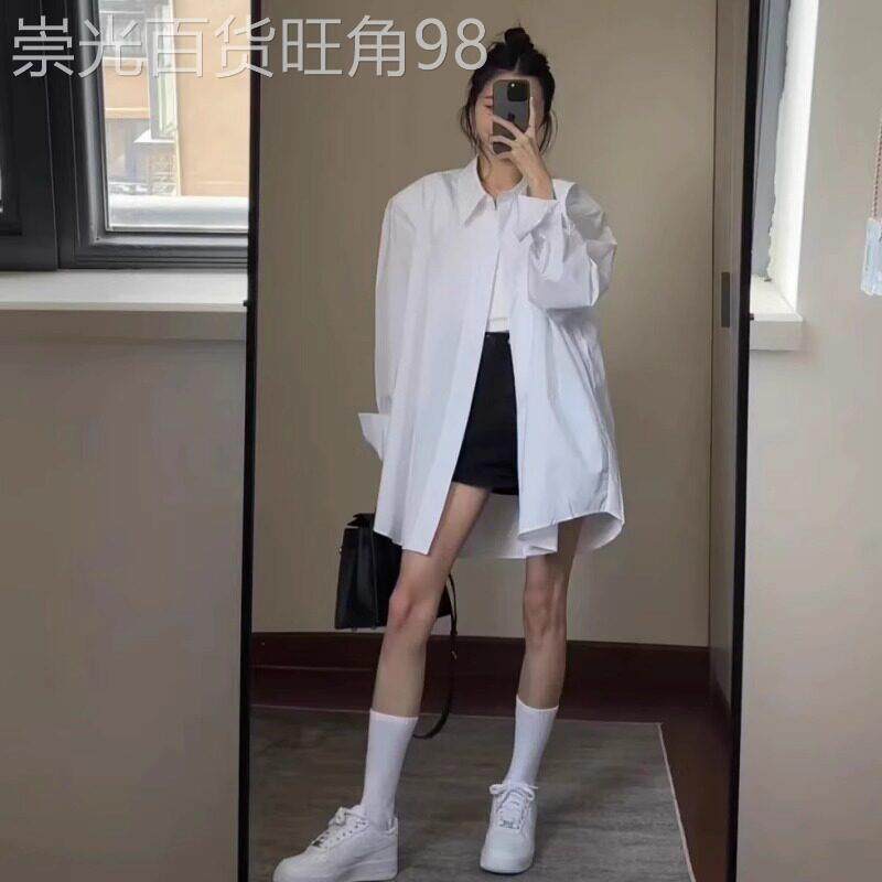 白色衬衫女士长袖夏季薄款2026新款高级感宽松慵懒风防晒衬衫上衣