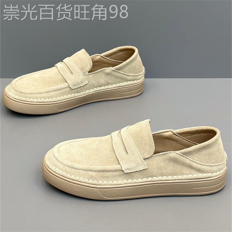 潮牌一脚蹬翻毛真皮乐福鞋男2026夏季新款高级感懒人休闲鞋豆豆鞋