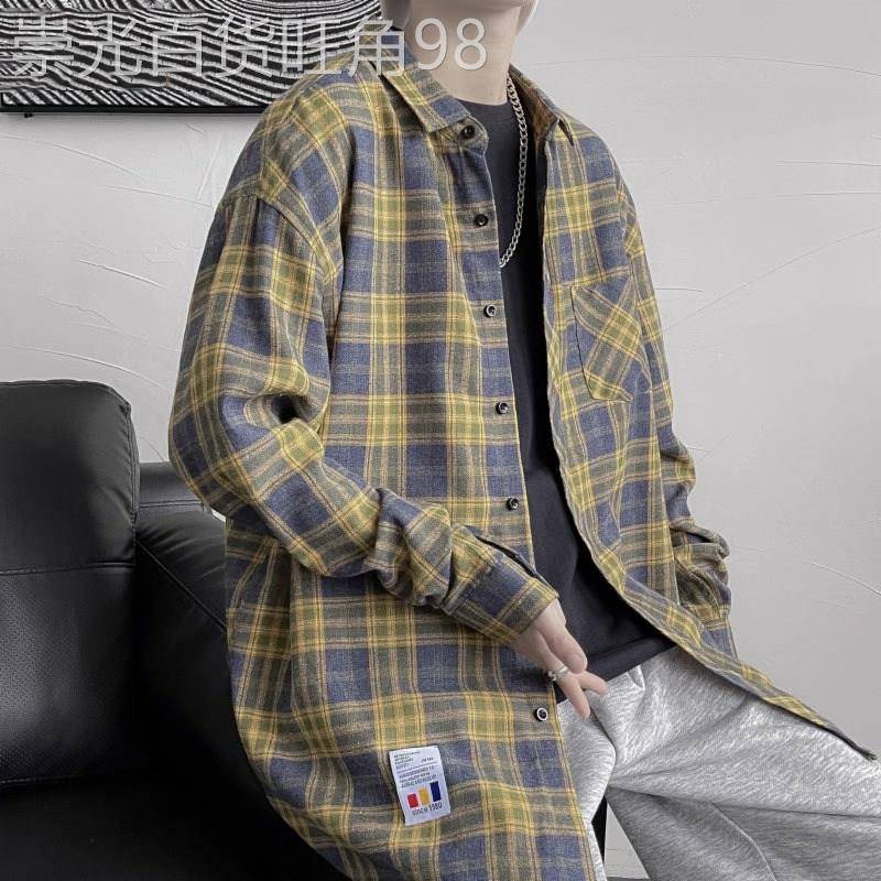 格子长袖衬衫男潮牌春秋季2026新款潮流宽松衬衫男士休闲寸衫外套