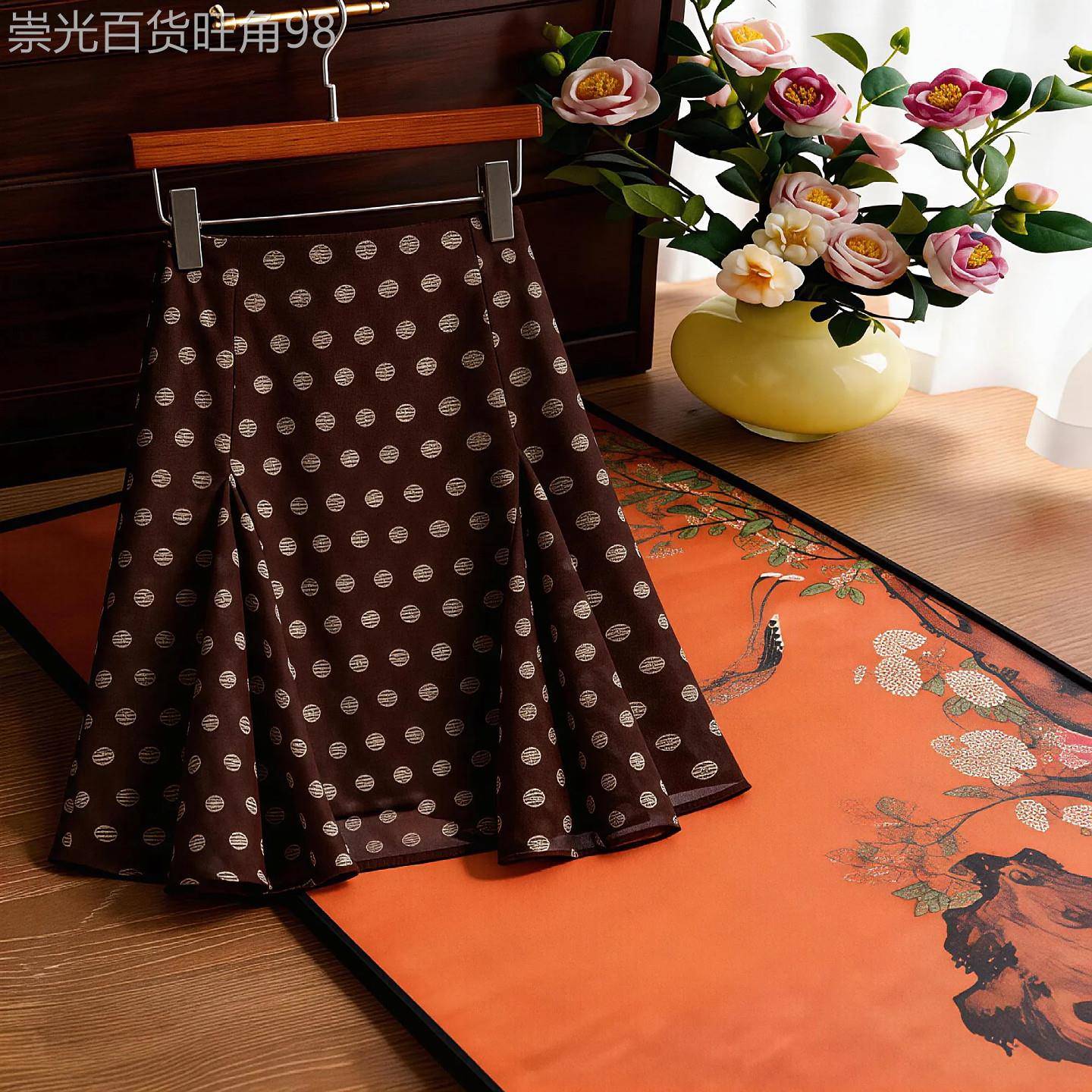 韩国复古波点豹纹半身裙女春夏高腰辣妹垂感显瘦a字雪纺短裙中裙