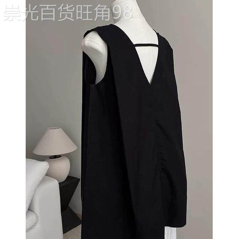 法式轻熟风后背镂空黑色无袖衬衫女2026夏季新款欧货百搭洋派衬衫