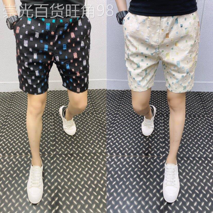 轻奢夏季新款破洞短裤男潮流时尚个性宽松五分裤青年百搭休闲裤子