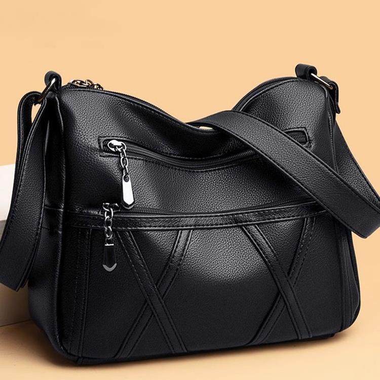 香港代购真皮女包2025新款软皮多层大容量单肩斜挎包中老年妈妈包