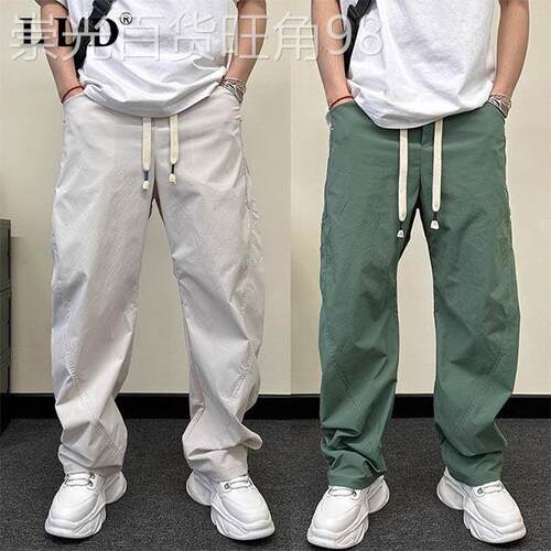 高端弯刀裤男夏季薄款2026新款休闲裤速干直筒宽松阔腿男士哈伦裤