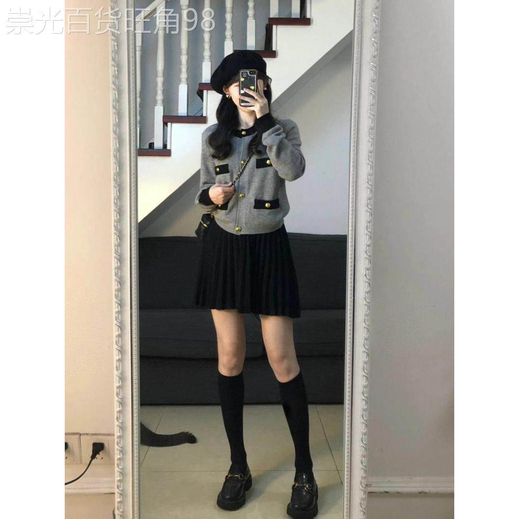 小香风时尚套装女秋冬新款盐系穿搭高级感针织上衣百褶短裙两件套