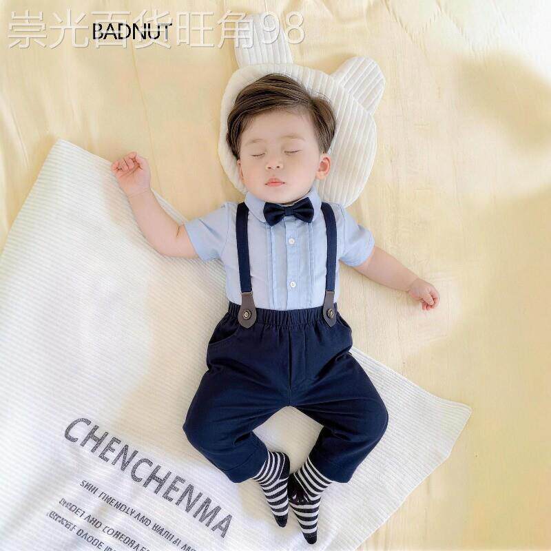 法国BADNUT男宝宝夏季2026新款礼服套装短裤短袖婴幼儿西装两件套