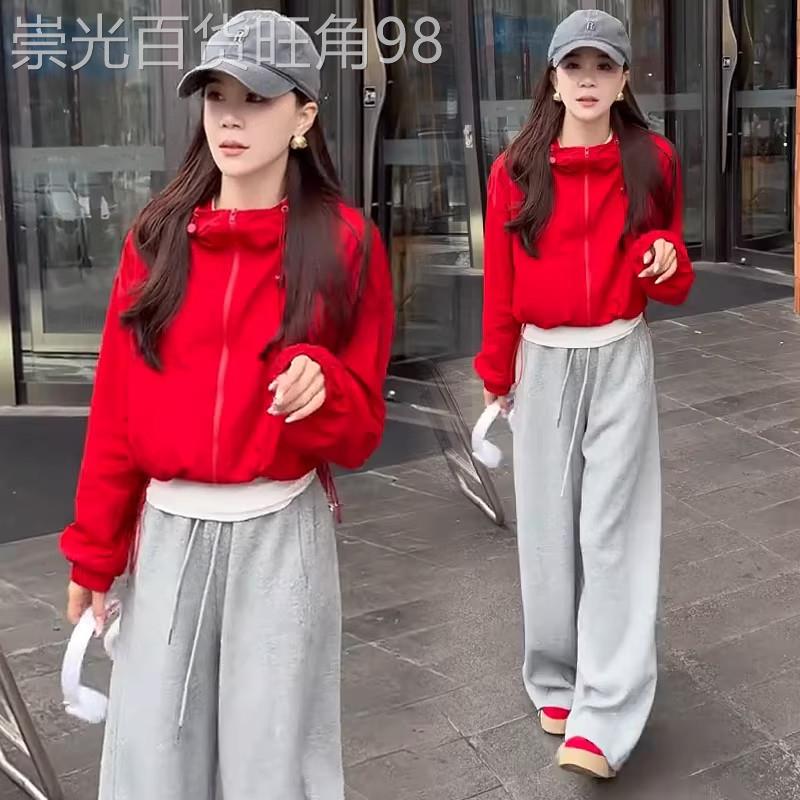 香港代购休闲薄款连帽短款外套女春季新款百搭冲锋衣防晒衫上衣潮