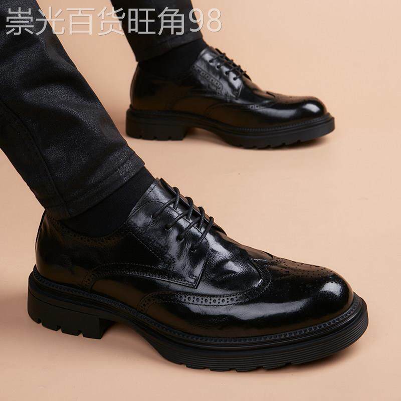 布洛克雕花皮鞋男2025新款透气百搭英伦商务真皮休闲德比结婚鞋子