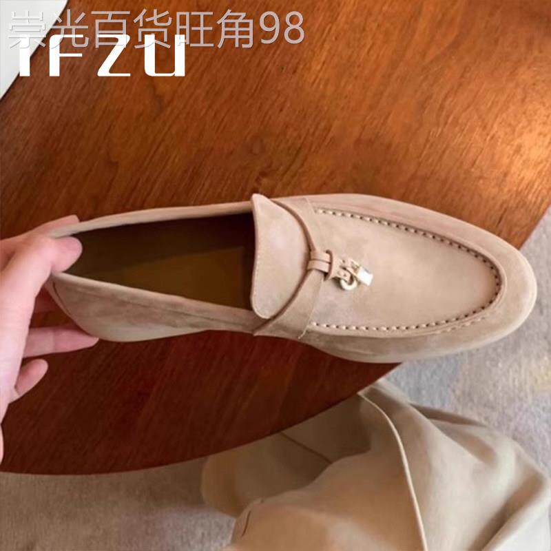真皮内增高乐福鞋女春秋2025新款老钱风一脚蹬软底单鞋厚底豆豆鞋