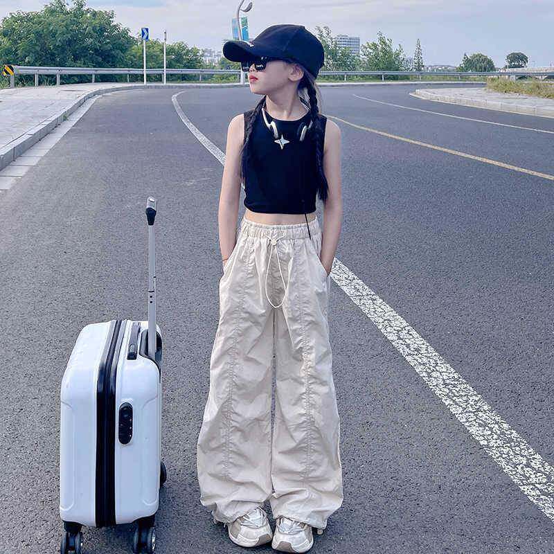 英国Next Kiss女童工装裤夏季2025新款儿童宽松直筒薄款休闲裤子