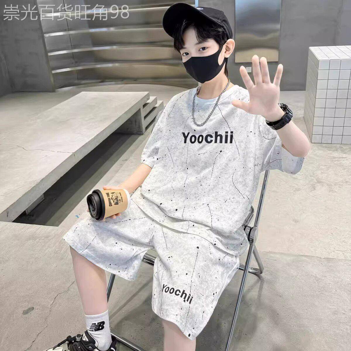 韩国BEIBEIXIA男童套装短袖薄款2026新款中大童夏款运动衣服帅气