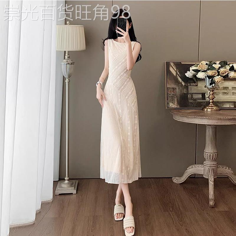 欧洲站法式连衣裙女2026新款夏季高级感气质修身无袖蕾丝长裙子潮