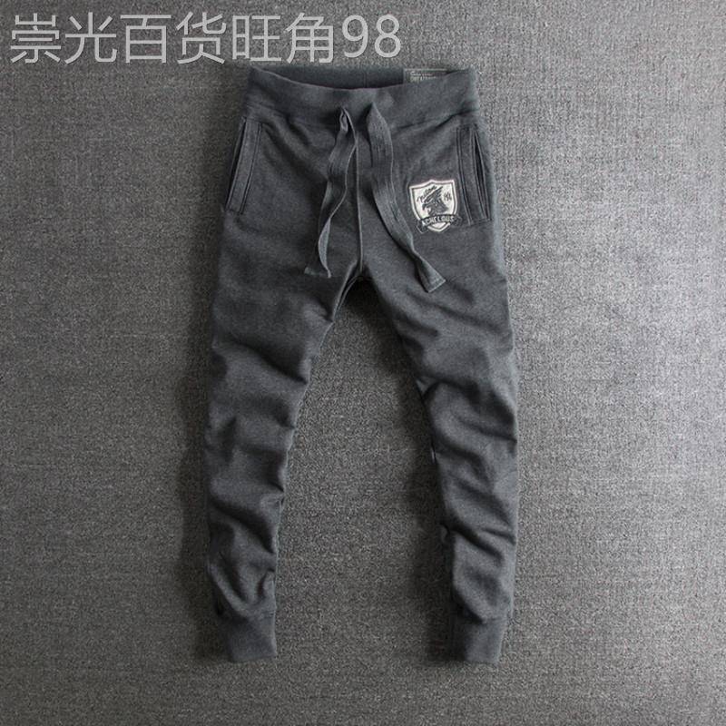 毛圈卫裤男收口 束脚轻奢运动ins抽绳鹰头刺绣小脚潮牌秋季跑裤