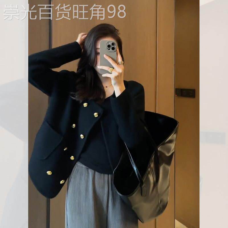 2026新款爆款小个子短款小香风黑色工装休闲正肩西装外套女春秋款