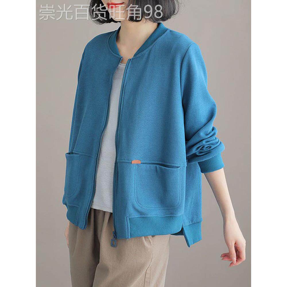 覆古红色短款外套女春秋季2025年新款宽松开衫棒球服休闲百搭上衣