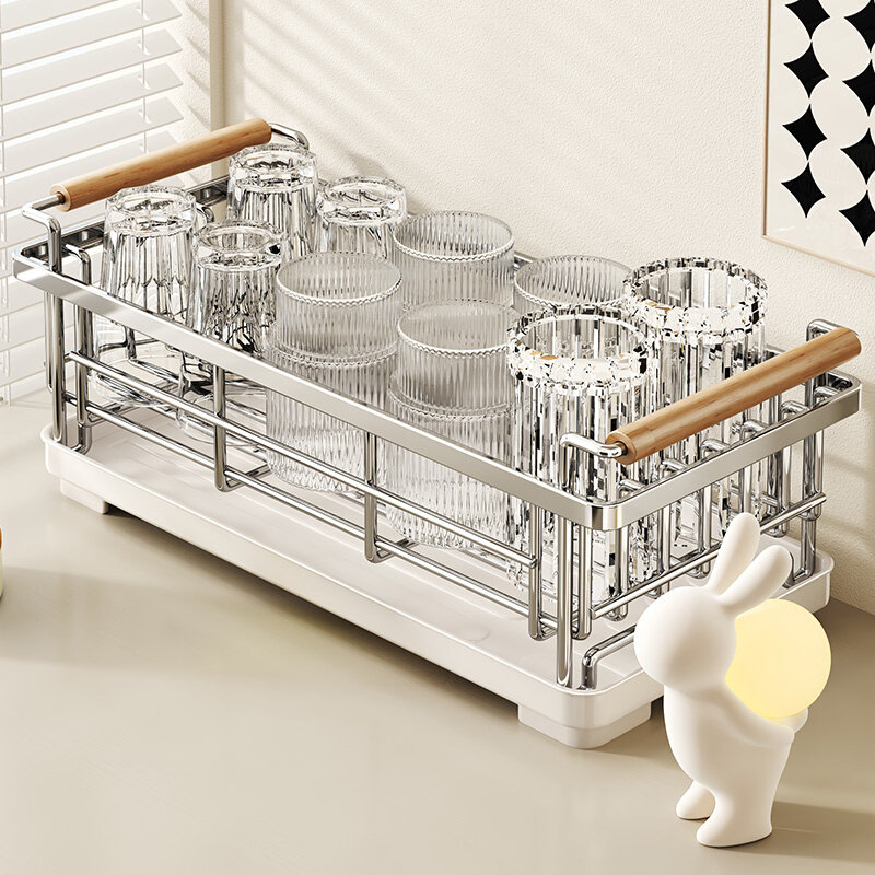 帅仕不锈钢杯子收纳置物架玻璃马克杯咖啡杯中古风杯架沥水架