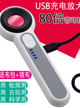 维修钱币古玩6080倍充电放大镜带灯阅读印刷鉴定电子银元高清珠宝