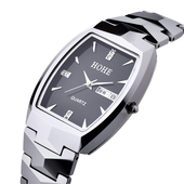 正品 商务休闲男表 钨钢超薄双历防水石英表日本机芯 HOHE手表 男士