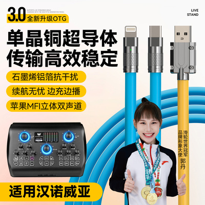 无损高清边充边用汉诺威亚声卡OTG直播线适用苹果17/16/15/14/13高速传输高音质艾肯声卡手机音频录音数据线